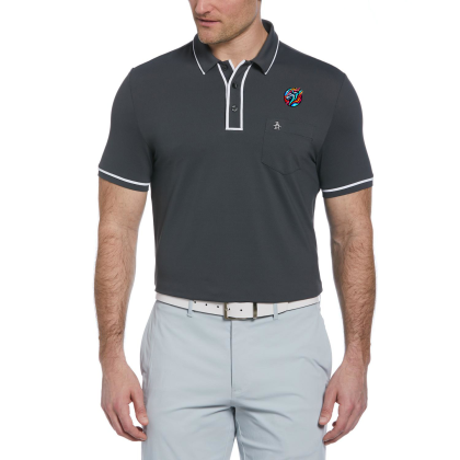 Custom Original Penguin Technical Earl Men's Polo Shirt with Custom Logo - Full Color Transfer - Asphalt 
