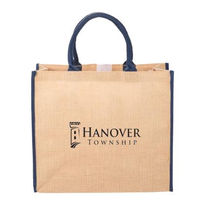 Custom Large Jute Tote - Navy 