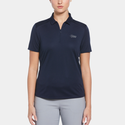 Custom PGA TOUR Moisture Wicking Women's Airflux Solid Mesh Golf Polo Shirt with Custom Logo - Embroidery - True Navy 