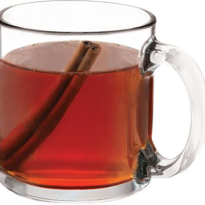 Custom Libbey 13 oz Glass Coffee Mug - Clear In Use Custom Libbey 13 oz Glass Coffee Mug - Clear In Use