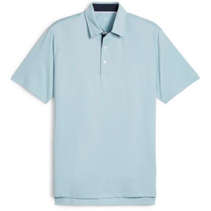 Custom PUMA MATTR Brigade UPF 40+ Men's Golf Polo Shirt - Embroidery - Turquoise Surf/Deep Navy 