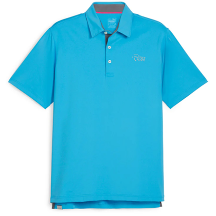 PUMA MATTR Brigade UPF 40+ Men's Golf Polo Shirt - Embroidery - Aqua Blue/Slate Sky