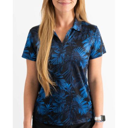 Custom YATTA Golf - Blossom women's Moisture Wicking non iron Golf Polo Shirts - Full Color Transfer - Midnight Blue 