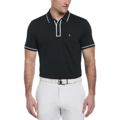 Custom Original Penguin Technical Earl Men's Polo Shirt with Custom Logo - Embroidery - Caviar Custom Original Penguin Technical Earl Men's Polo Shirt with Custom Logo - Embroidery - Caviar