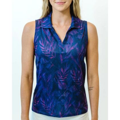 Custom YATTA Golf - Blossom women's Moisture Wicking non iron Golf Polo Shirts - Violet Vogue Sleeveless 