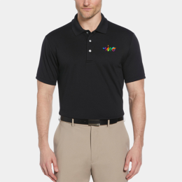 Custom PGA TOUR Moisture Wicking Men's Airflux Solid Mesh Golf Polo Shirt with Custom Logo - Full Color Transfer - Black 