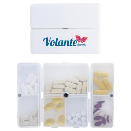 Custom Good Value Magnetic Dual-Open Pill Box - White
