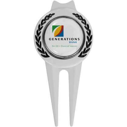 Custom Tour Divot Tool With Magnetic Marker - White