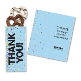 Custom Thank you Sweeter Cards with Chocolate Dipped Pretzels