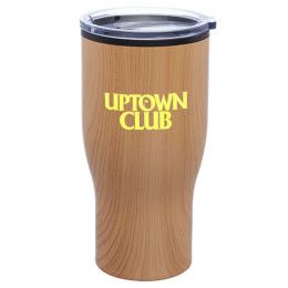 Custom 28 oz. Challenger Travel Mugs with Wood Finish - Beach Wood 