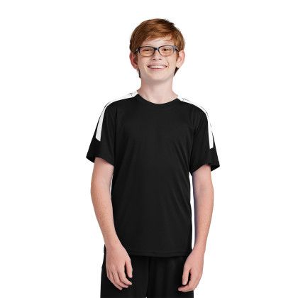 Custom Sport-Tek Youth Competitor United Crew - Black/White Custom Sport-Tek Youth Competitor United Crew - Black/White