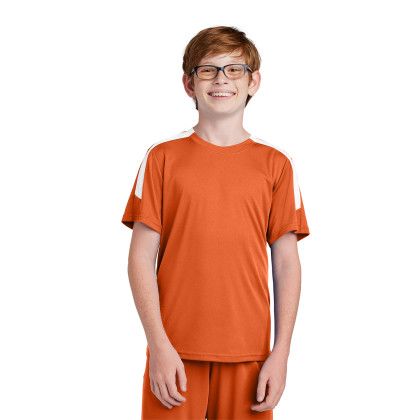Custom Sport-Tek Youth Competitor United Crew - Deep Orange/White Custom Sport-Tek Youth Competitor United Crew - Deep Orange/White