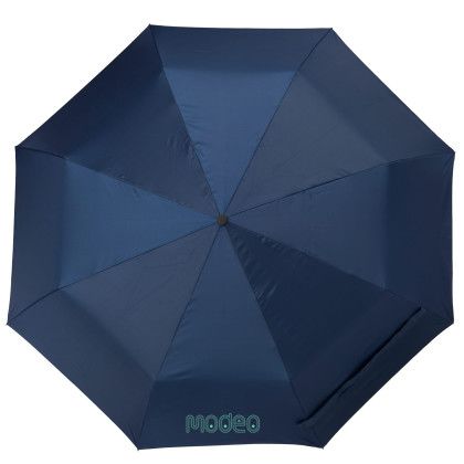 Custom 42" Value Folding Auto Open/Close Umbrella - Silver/Navy  Front View 
