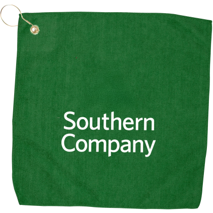 Custom 15" X 15" RPET Hemmed Golf Towel with Hook & Grommet - Dark Green Custom 15" X 15" RPET Hemmed Golf Towel with Hook & Grommet - Dark Green