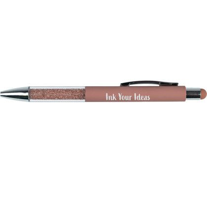 Custom Recycled Glitter Grip Stylus Pen - Italian clay