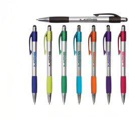 Custom Premium Silver Stylus Pen with Metallic Accents - All Colors 