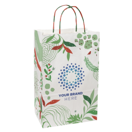 Custom Abstract Leaves Handle Shopper Logo Bag - Front