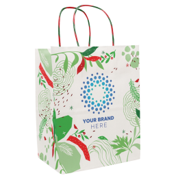 Custom Abstract Leaves Handle Shopper Logo Bag - Front