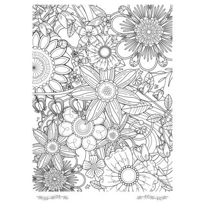 Custom Good Value Floral Bliss Adult Coloring Book - Design 1
