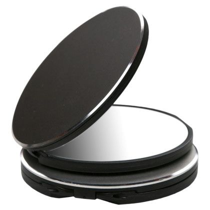 Custom iShine Aluminum Mirror & Phone Stand-RS - Black Open View 