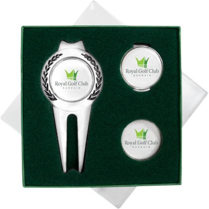 Custom Golf Gift Set With Hat Clip - White 