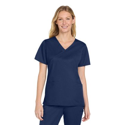 Custom Wink Women's WorkFlex Mock Wrap Top - Navy Custom Wink Women's WorkFlex Mock Wrap Top - Navy