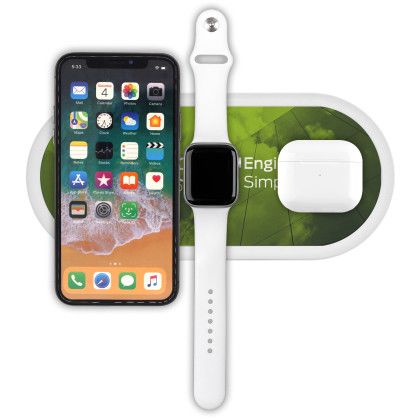 Custom iDock Multi Wireless Charger - White Lifestyle View 