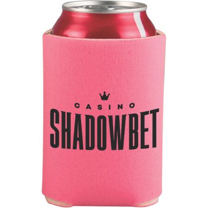 Custom Budget Collapsible Foam Can Cooler Holder-1 Side - Hot Pink 