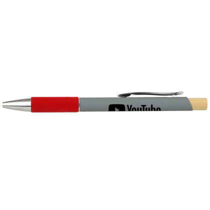 Custom Recycled Aluminum Pen Featuring a Velvet Grip - Red