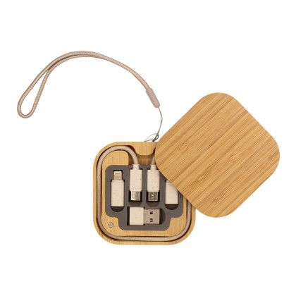 Custom iPort Connect Travel Cable Kit - Bamboo Open View Custom iPort Connect Travel Cable Kit - Bamboo Open View
