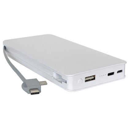 Custom iTwist 10,000mAh UL Eco 8-in-1 Combo Charger - White Side View 