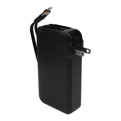 Custom iPowerPlus 10,000mAh 5 in 1 Power Bank PD Wall Charger - Black Right side View