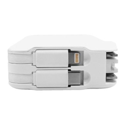 Custom iPowerPlus 10,000mAh 5 in 1 Power Bank PD Wall Charger - White Upper side View 