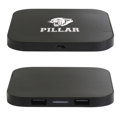 Custom iSquare Plus 5W Wireless Combo Charger - Black Side View 