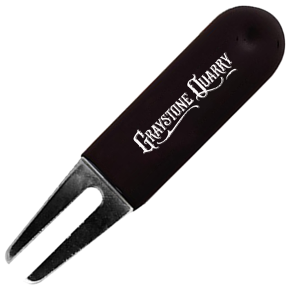 Custom Rubber Coated Divot Tool with Custom Logo - Black 