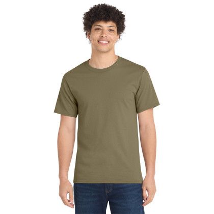Custom Port & Co Essential Tee - Coyote brown - Front