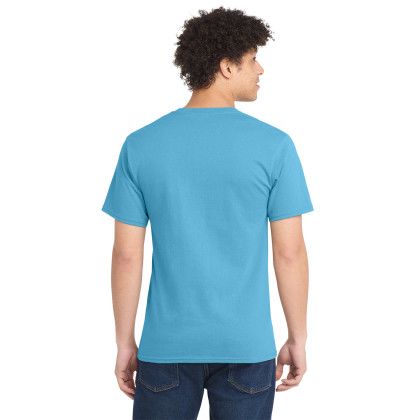 Custom Port & Co Essential Tee - Aquatic Blue - back