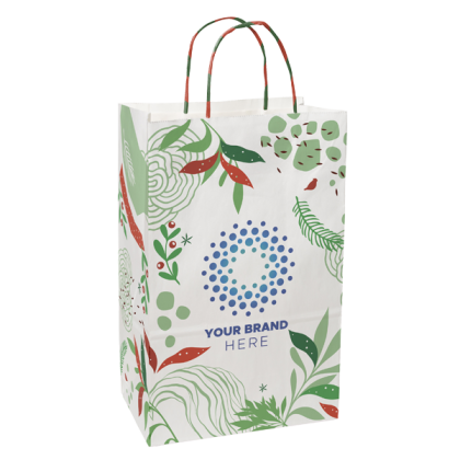 Custom Abstract Leaves Handle Shopper Logo Bag - Front