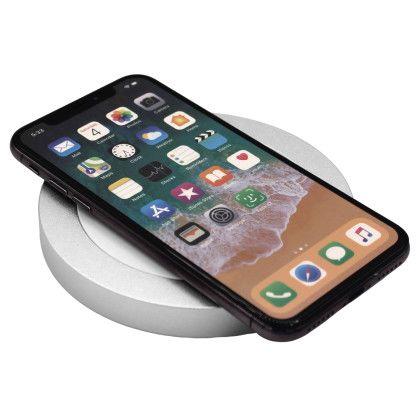 Custom iBevel Plus 15W Wireless Charger- Aluminum Trim Lifestyle View 