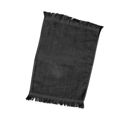 Custom Velour Fingertip Towel w/ Hemmed Ends 11" X 18" Towels - Black 