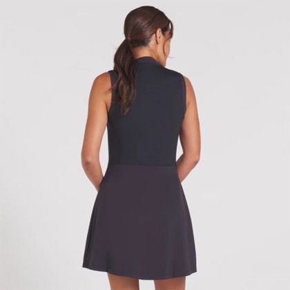 Custom Puma Aerlon Mock Women's Sleeveless 1/4-zip Golf Dress - Screen Print - Deep Navy Back View 