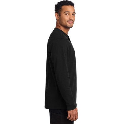 Custom Carhartt Long Sleeve Henley T-Shirt on Model - Black Front view