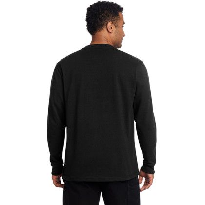 Custom Carhartt Long Sleeve Henley T-Shirt on Model - Black Back View