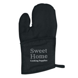 Custom Quilted Cotton Canvas Oven Mitt - Black 