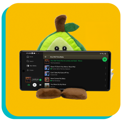 Custom Phone Pals Weighted Plush Phone Holder - Avocado - Green In Use 