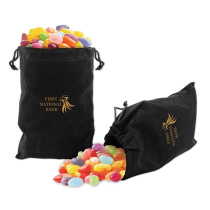 Custom Black Velour Gift Bag with Jelly Belly Candies