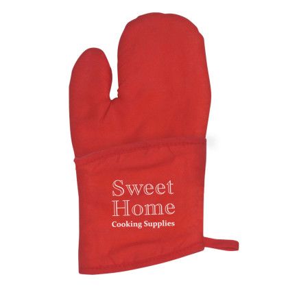 Custom Quilted Cotton Canvas Oven Mitt - Red 