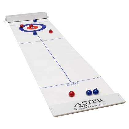 Custom Skip Tabletop Curling Game - White In Use Custom Skip Tabletop Curling Game - White In Use