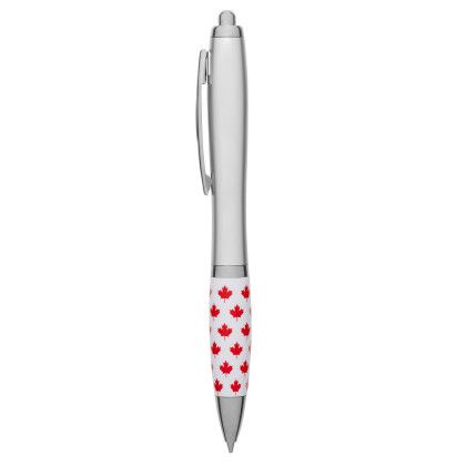 Custom Canada Maple Leaf Recycled ABS Ballpoint Pen - Silver 