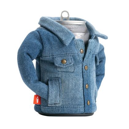 Custom The Denim Can Cooler, By Puffin Drinkware - Denim Side View Custom The Denim Can Cooler, By Puffin Drinkware - Denim Side View